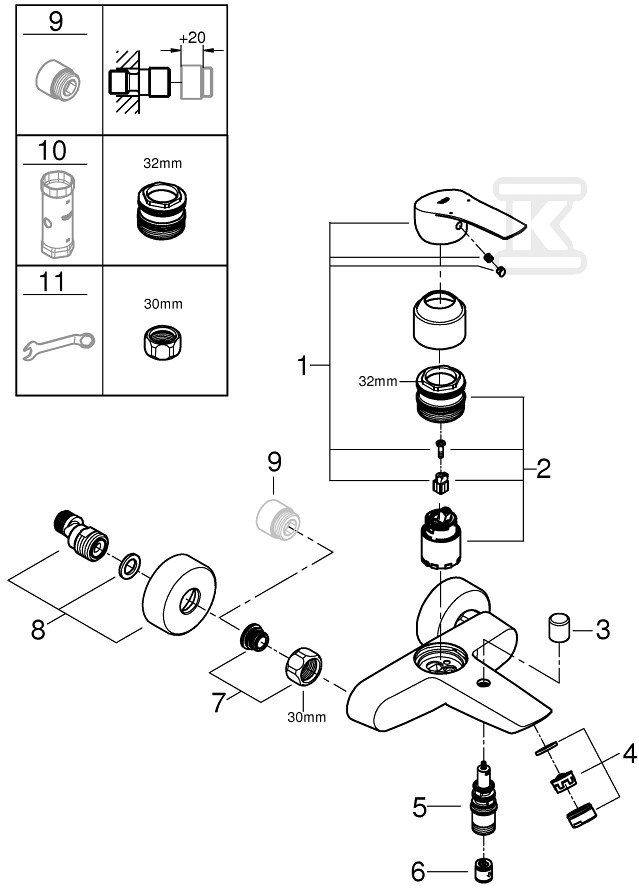 Grohe Eurosmart vaňová batéria - 33300003