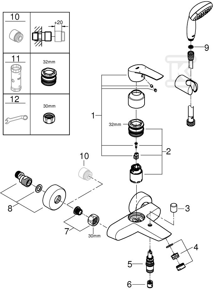 Bateria wannowa Grohe Eurosmart - 33302003