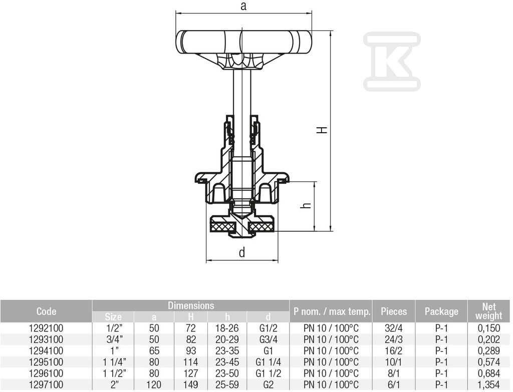 VIKING Head for water DN 15, cast iron - 1292100