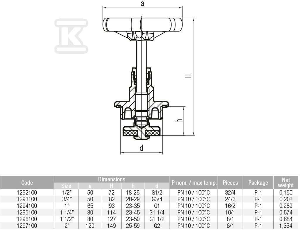 VIKING Head for water DN 25, cast iron - 1294100