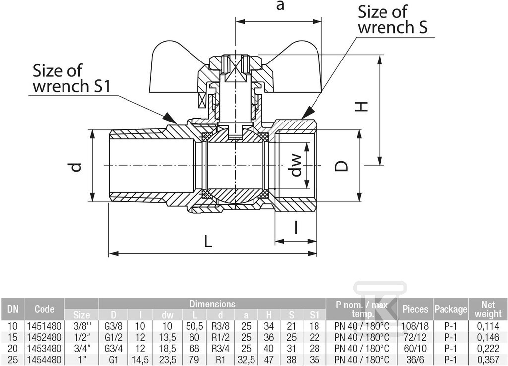 ONYX Kurek kulowy 3/8" z dławikiem z - 1451480