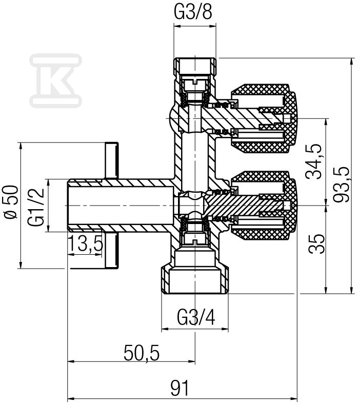 EKO DUO Chrome angle valve - 1482090