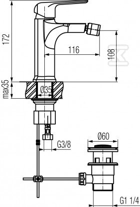 Bateria bidetowa Aurora stojąca z - 2445120