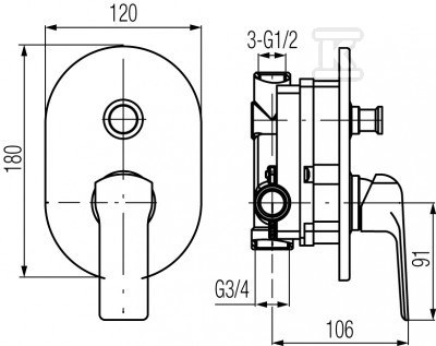 Bateria wannowo-prysznicowa Valvex - 2445170