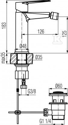 QUASAR Bidet mixer with drain plug - 2446820