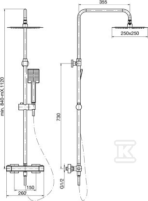 Kolumna prysznicowa Cubus Black z - 2447130