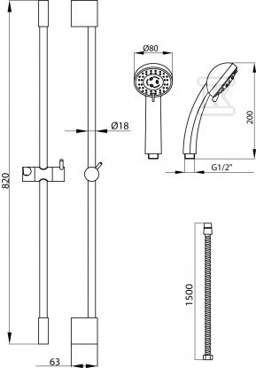 COOL 3-function sliding shower with - 2449940