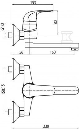 LOGIC wall-mounted washbasin mixer - 2450920