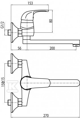 Bateria zlewozmywakowa Logic ścienna - 2450940