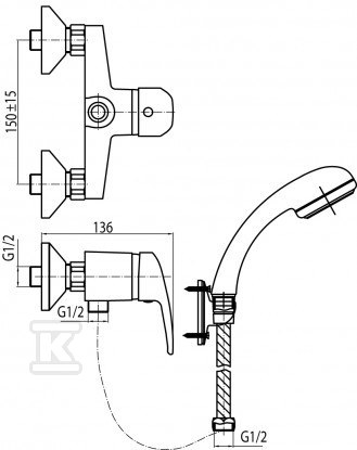 Bateria prysznicowa Logic ścienna z - 2450950