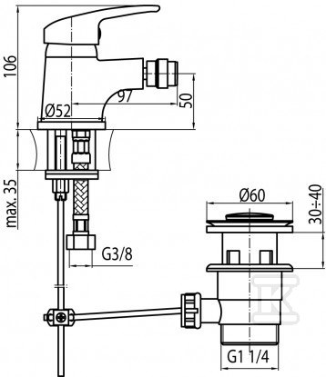 Bateria bidetowa Logic ze spustem - 2450990