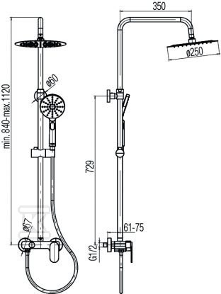 TUBE Shower set with a shower mixer - 2455700