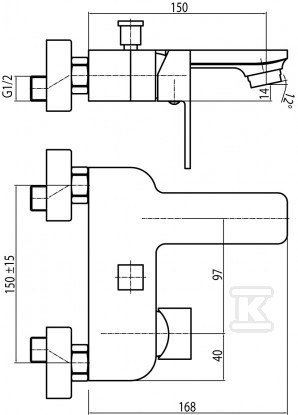 LOFT GOLD Wall-mounted bath mixer - 2455810