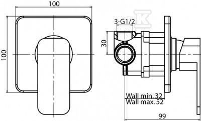 Bateria podtynkowa prysznicowa Loft - 2456560