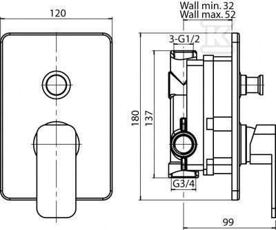 Bateria wannowo-prysznicowa podtynkowa - 2456570