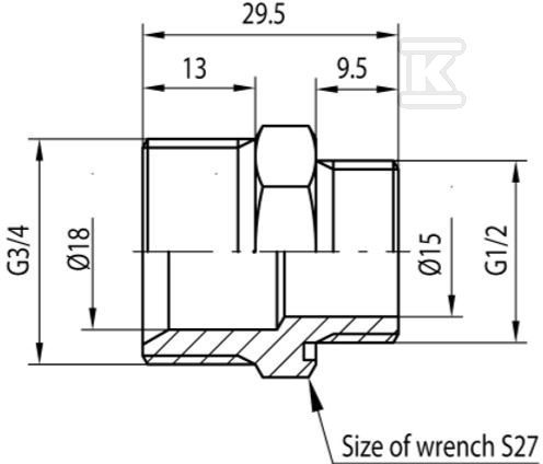 V-PEX Nypel redukcyjny 1/2 cala - 3/4 - 6033440