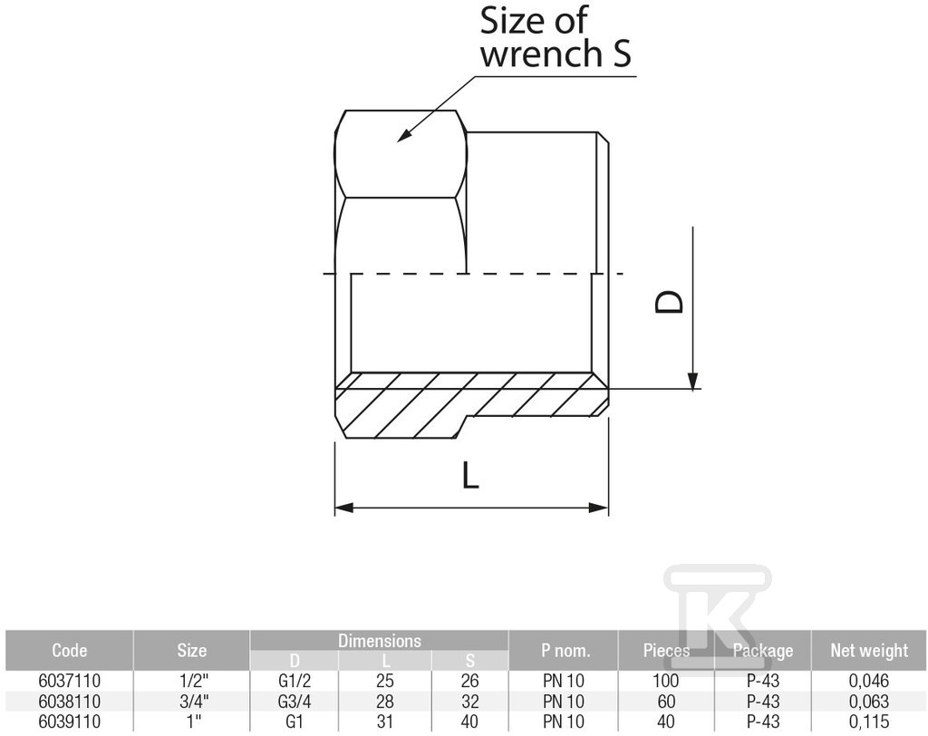 V-PEX Mufa 1/2'' mosiądz - 6037110