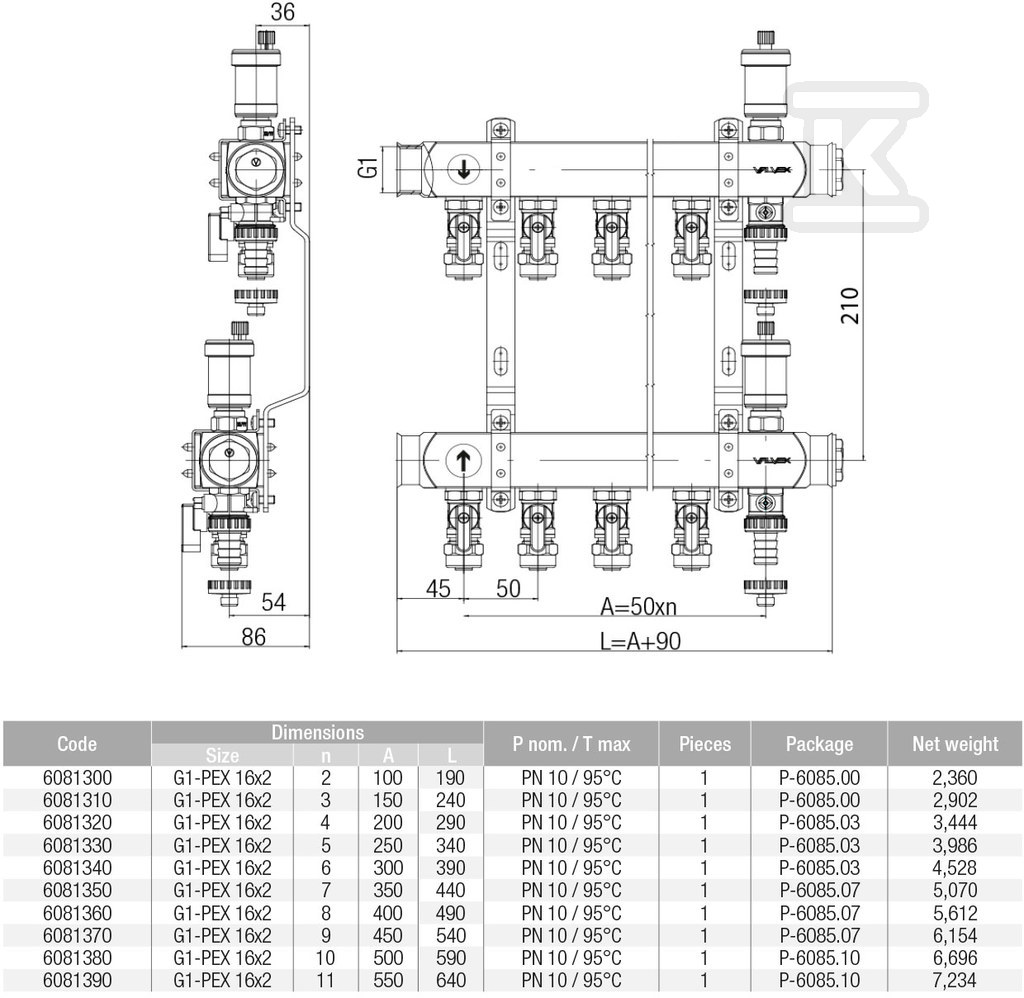 Zespół rozdzielaczy BASE INOX K2MINI - 6081310