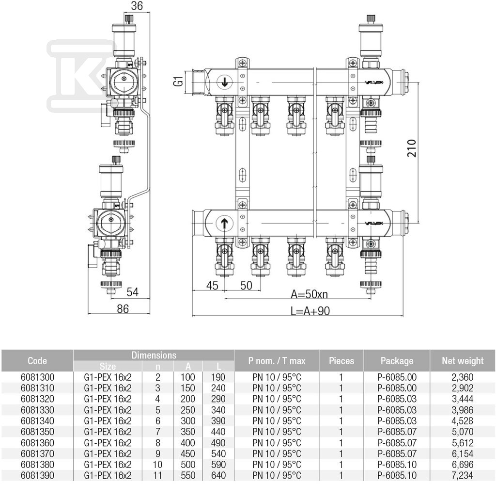 Zespół rozdzielaczy BASE INOX K2MINI - 6081340