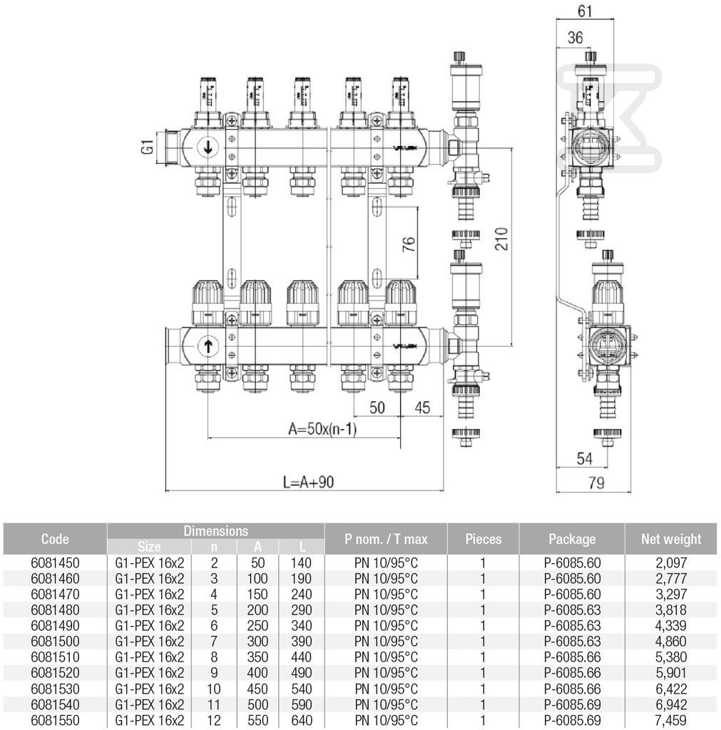 BASE INOX K5 PLUS-6 manifold assembly - 6081490