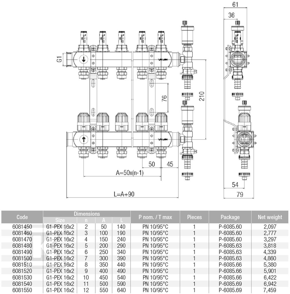 BASE INOX K5 PLUS-11 manifold assembly - 6081540