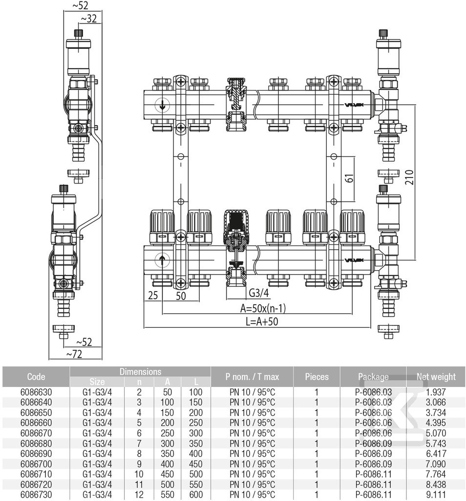 Zespół rozdzielaczy PROFF K4-8 - 6086690