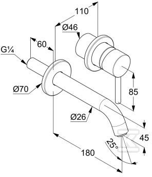 KLUDI BOZZ wall-mounted basin mixer, - 382443976