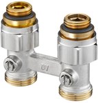 Multiflex F, ZB-double connection shut-off, 1/2GZx3/4GZ, brass, nickel plated