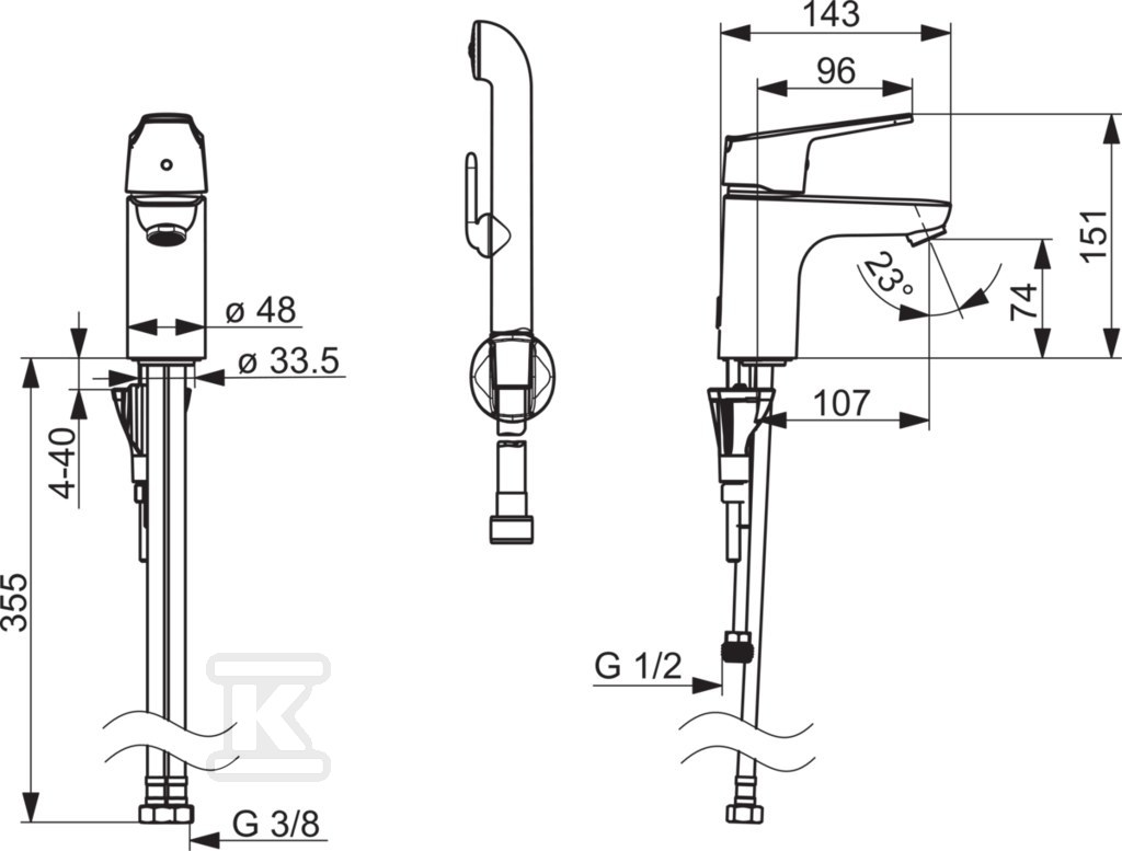 Oras Vega, Washbasin faucet with - 1812FG