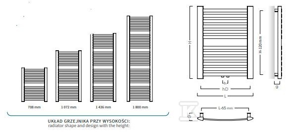 Grzejnik drabinkowy RETTO 540X1072, - RET-50/110C12