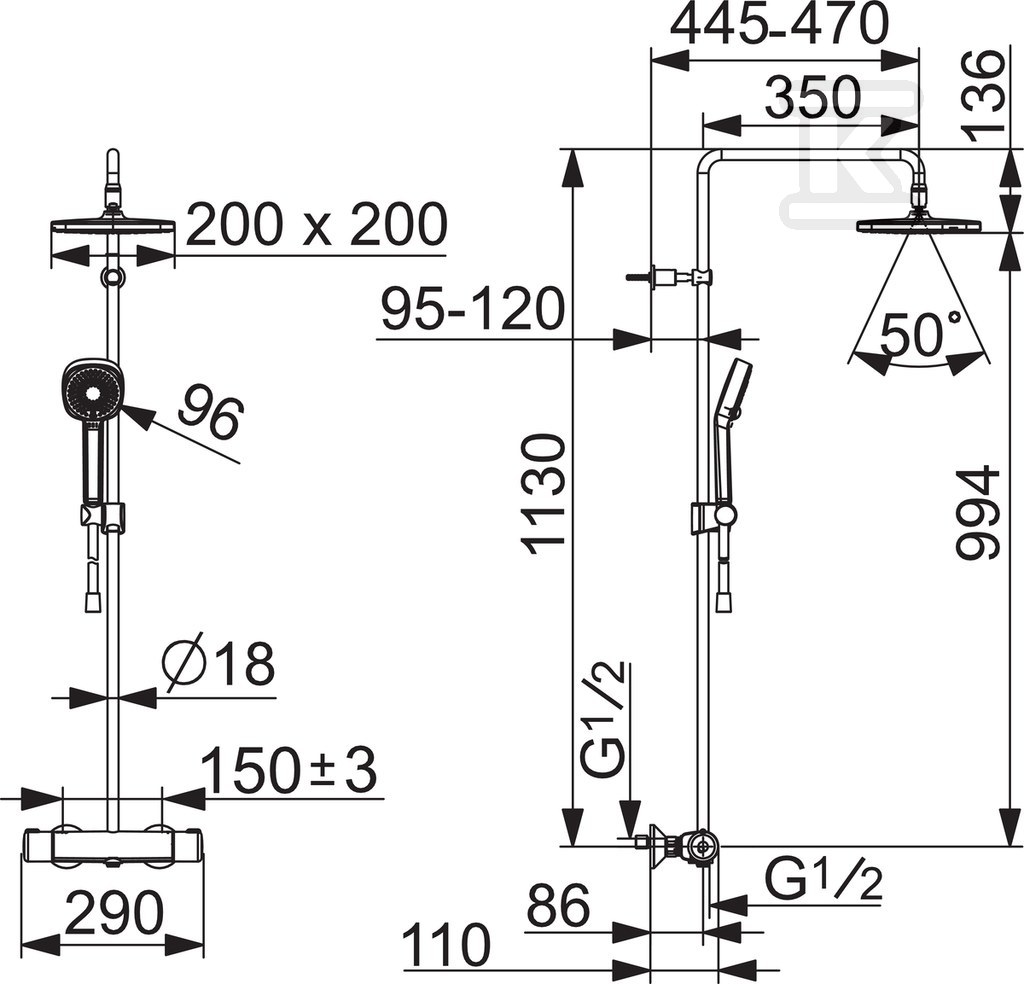 Bateria prysznicowa Nova termostatyczna - 7403U
