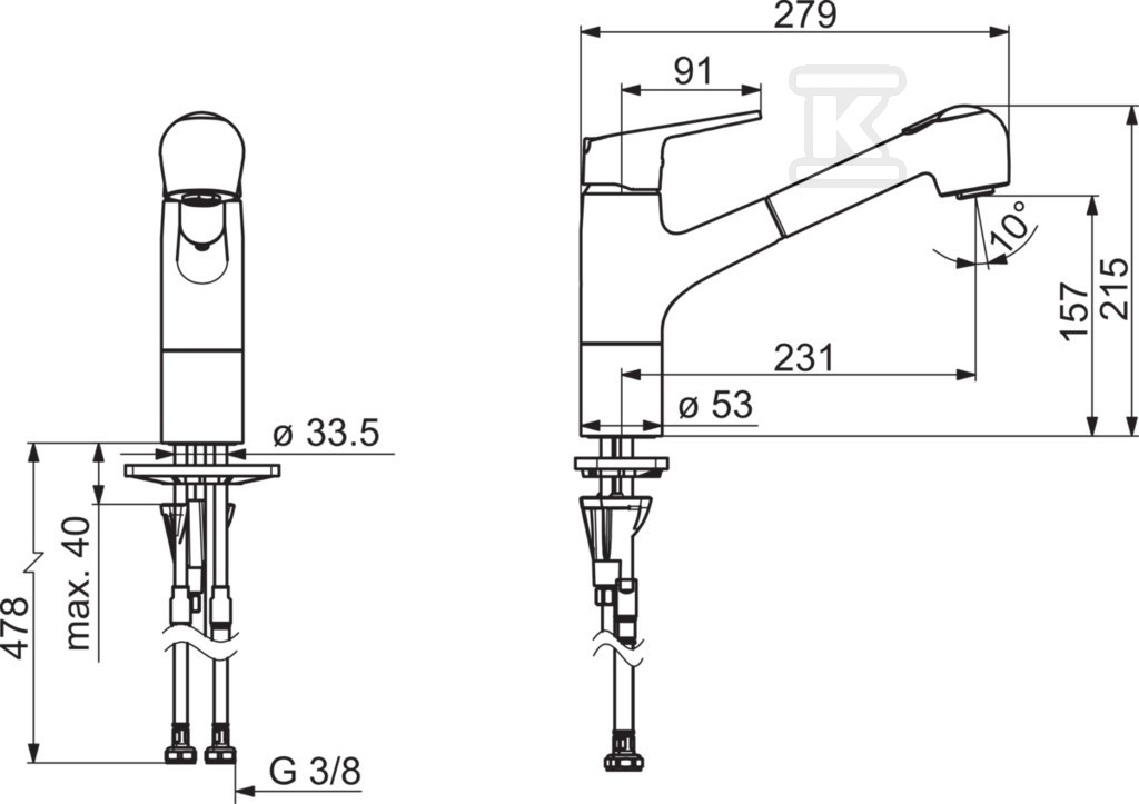 Bateria zlewozmywakowa Oras Vega, z - 1832FG