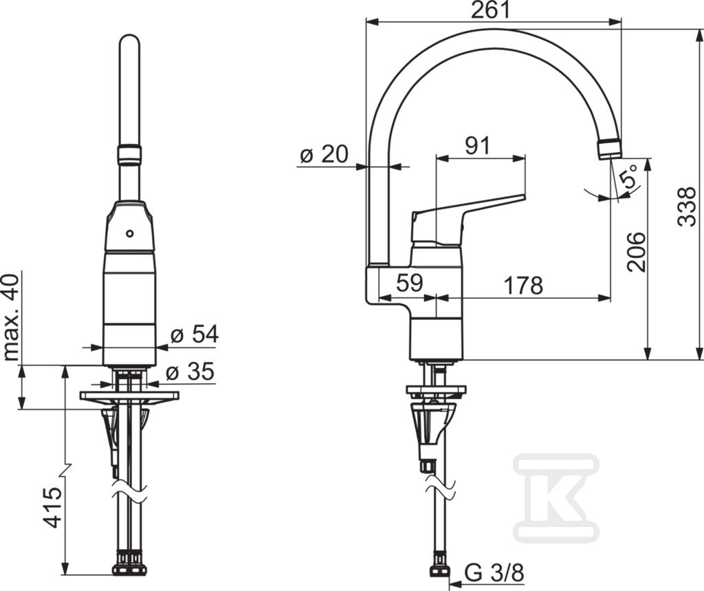 Bateria zlewozmywakowa Oras Vega, z - 1838FG