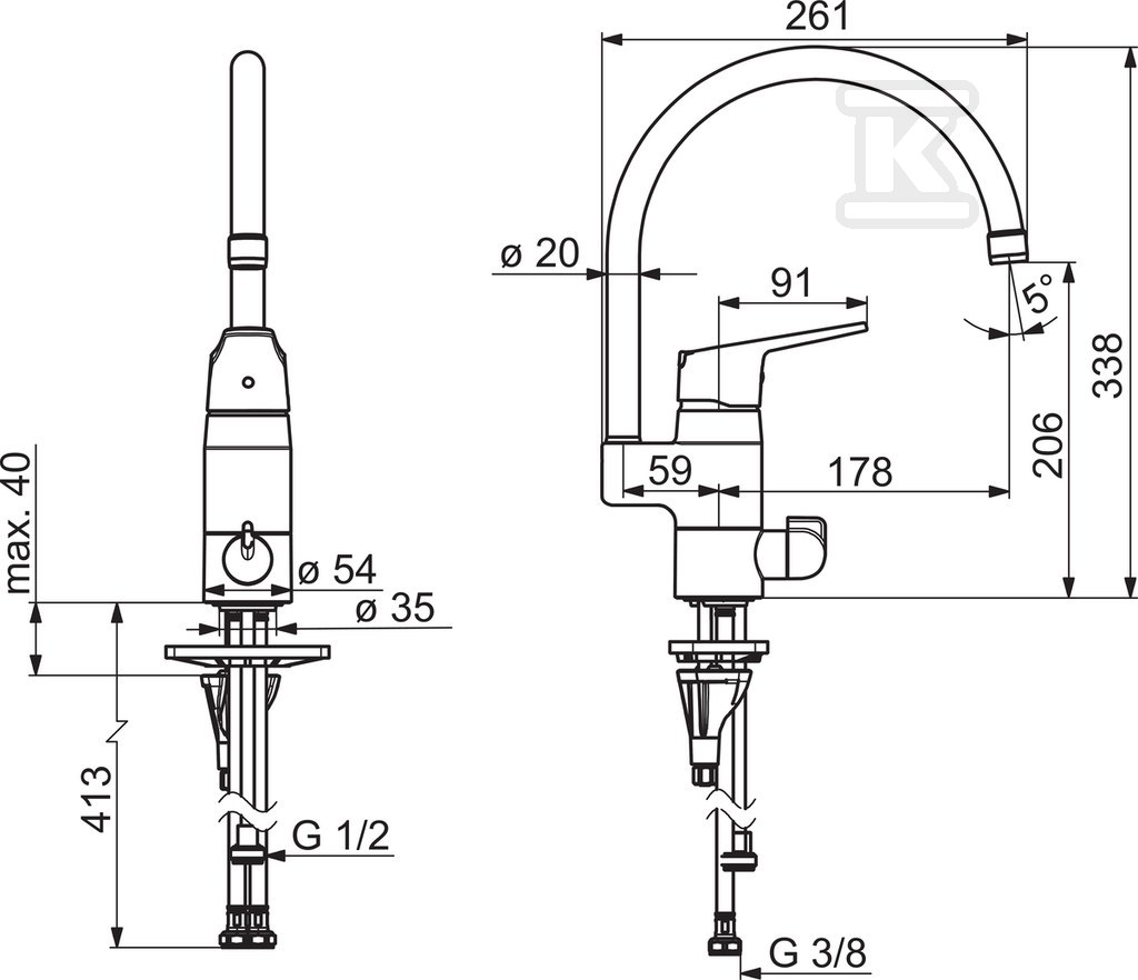 Bateria zlewozmywakowa Vega, z eko - 1839FG-33