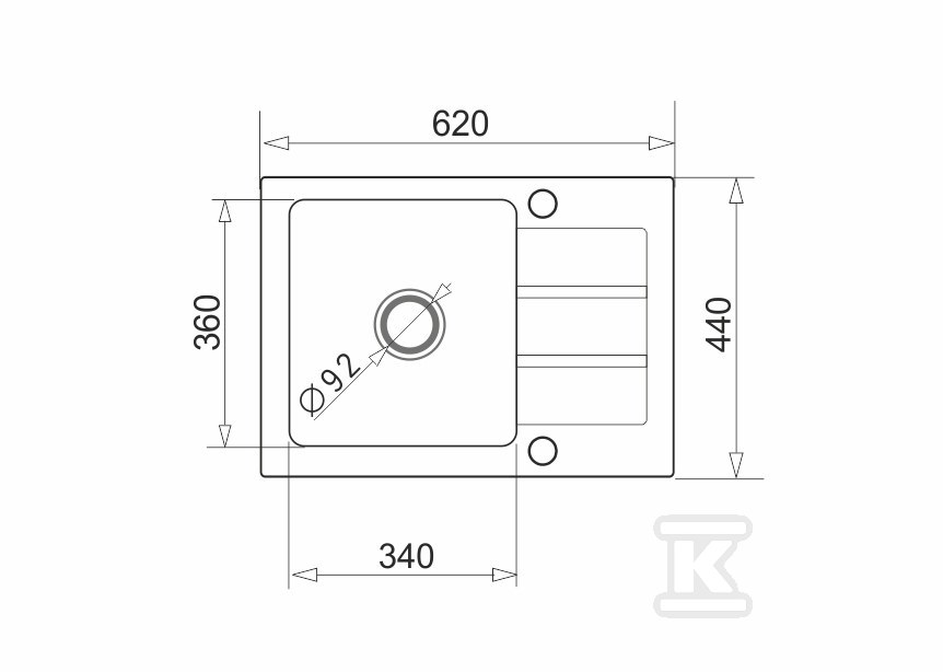 Set: granite sink Onnline 62x44cm with - 070 054 801B