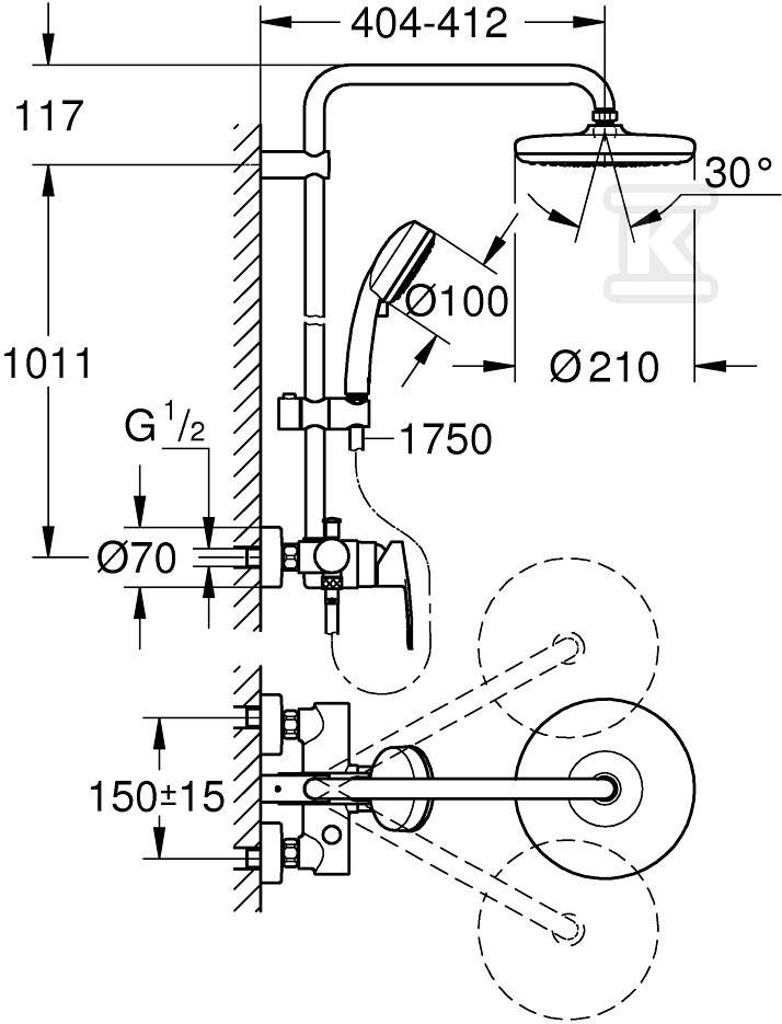 Tempesta Cosmopolitan System 210 Shower - 26224001