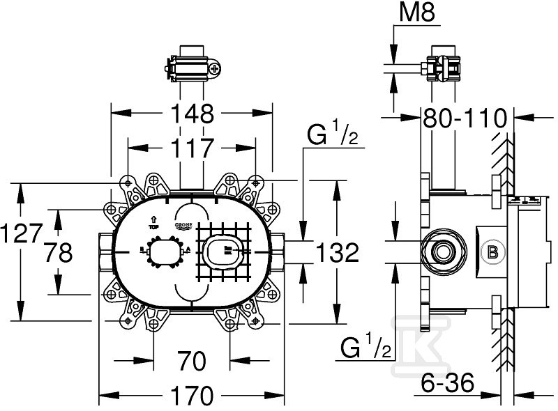 Rainshower 360 pre-wall element for - 26264001