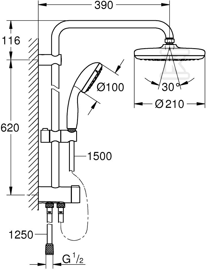 System prysznicowy Tempesta System 210 - 26381001