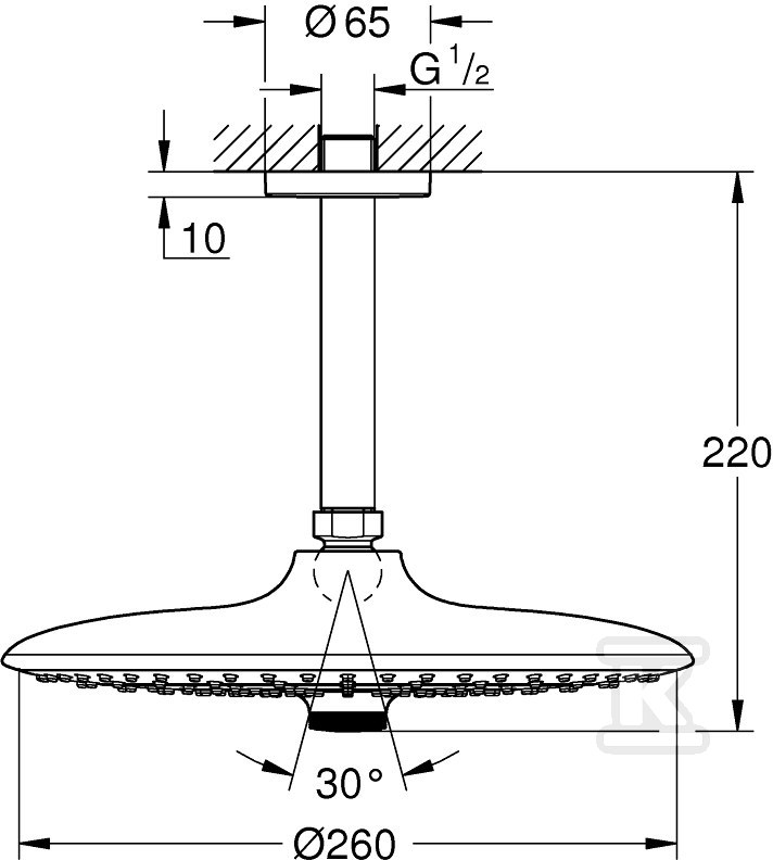 Euphoria 260 Shower head with a ceiling - 26461000