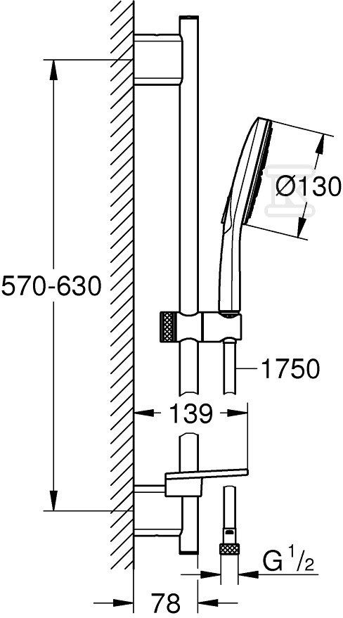 Rainshower SmartActive 130 Shower rail - 26546000