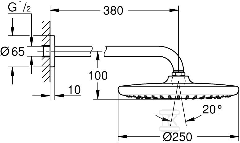 Tempesta 250 Shower head with 380 mm - 26663000