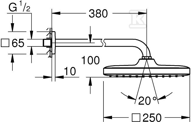 Tempesta 250 Cube Shower head with 380 - 26682000