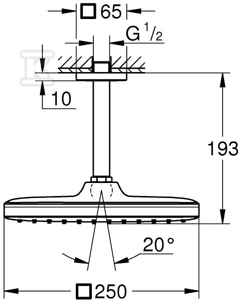 Tempesta 250 Cube Shower head with a - 26683000