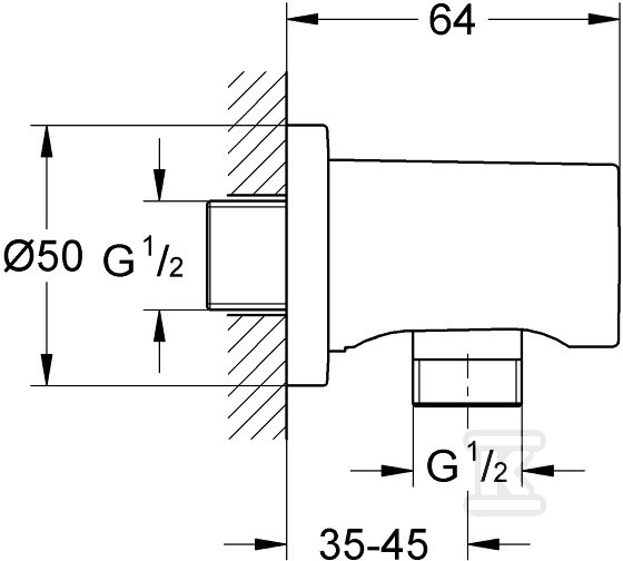 Rainshower Wall connection elbow, - 27057000