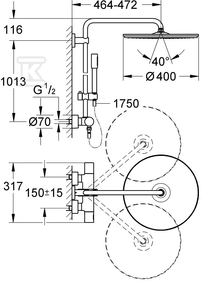 Rainshower System 400 - shower system - 27174001