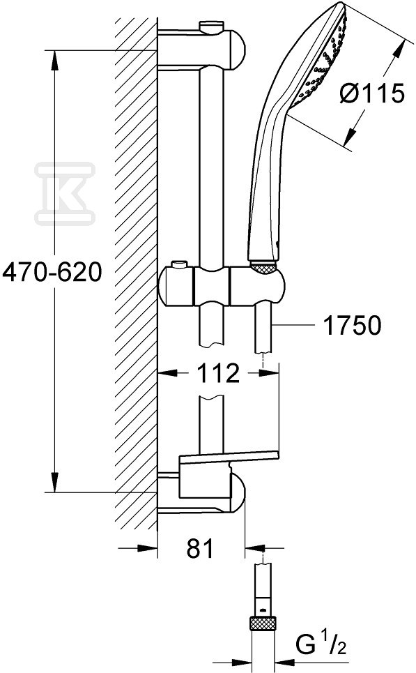 Shower set with rail Euphoria 110 Mono - 27266001