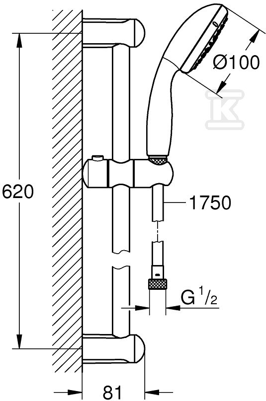 Tempesta 100 Shower system with shower - 27644001