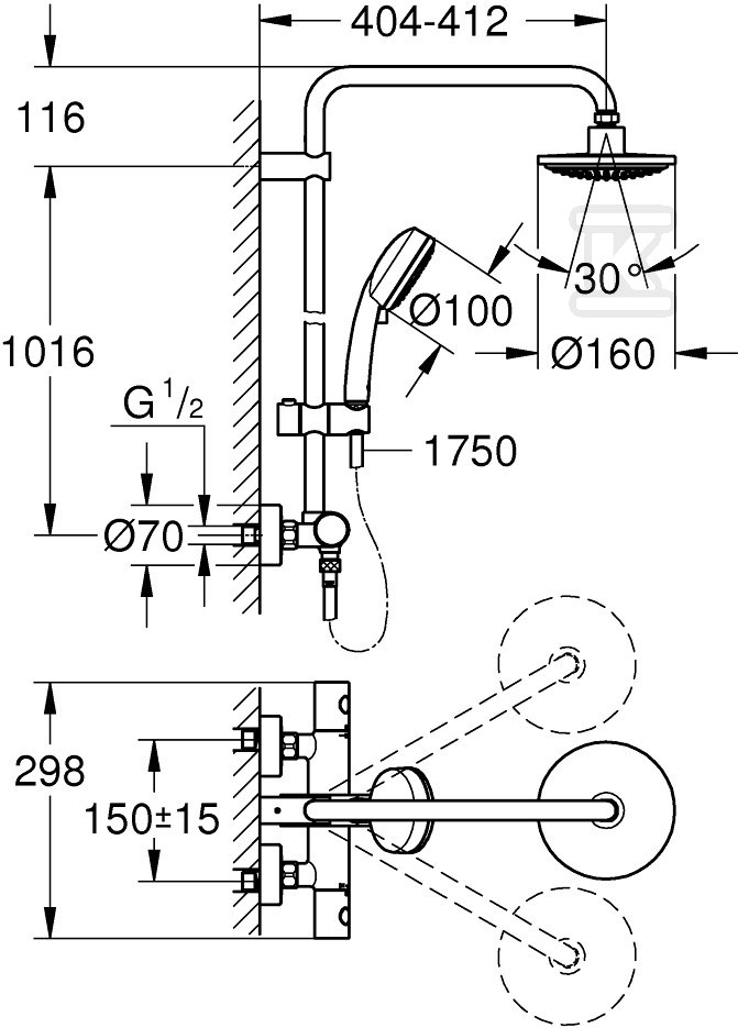 System prysznicowy z baterią - 27922000