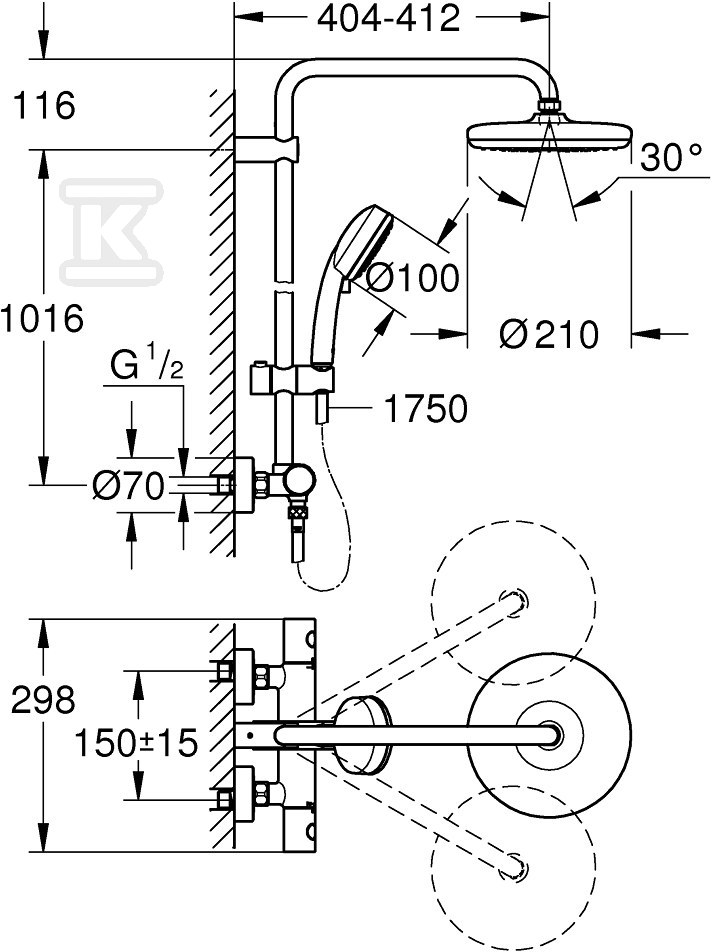 Tempesta Cosmopolitan System 210 Shower - 27922001