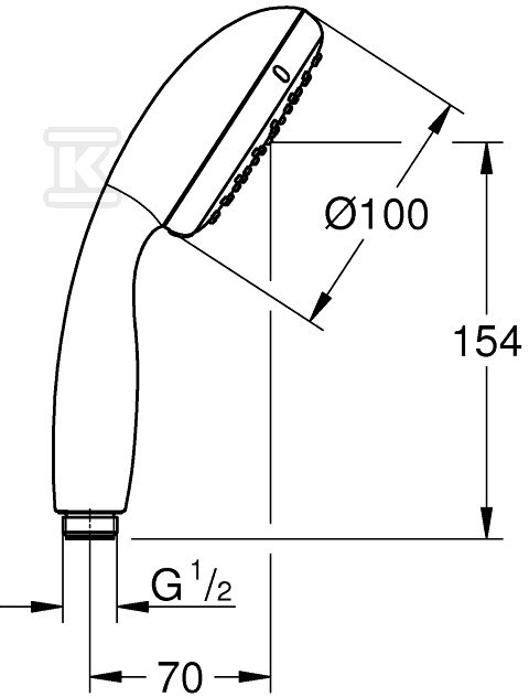 Duș de mână cu jet simplu Tempesta 100, - 27923001